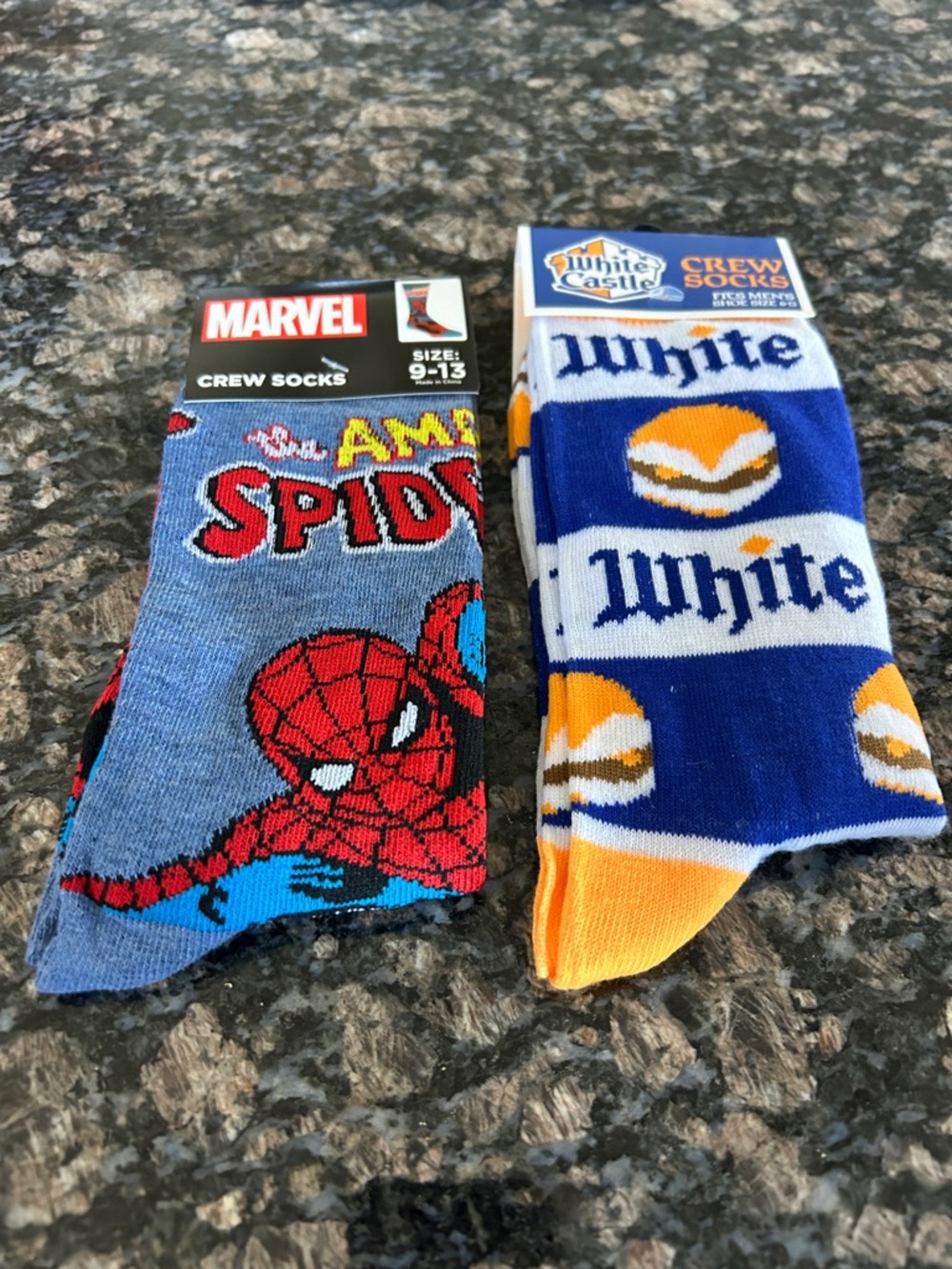 MARVEL SPIDER MAN & WHITE CASTLE CREW SOCKS SIZE 9-13  LOT OF 2 NWT